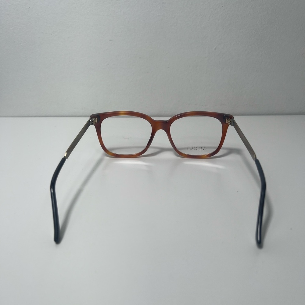 Gucci Marble Tortoise Shell Havana Print Brass Eyeglasses Eye Glasses GG0218O - Picture 9 of 13